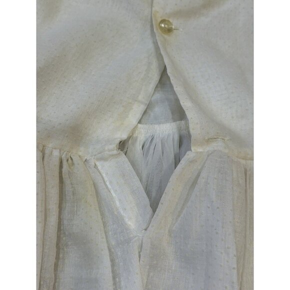 Vintage 80s Polly Flinders Cream Smocked Lace Dress Baby Girl 6T - Picture 8 of 12